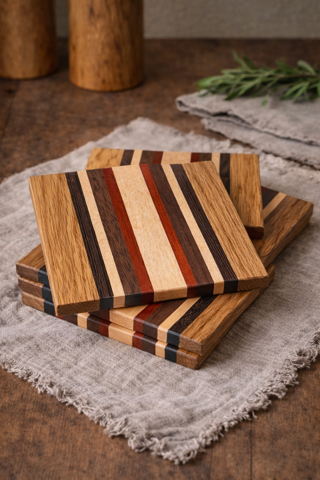 Handmade Wooden Coasters Set of 4