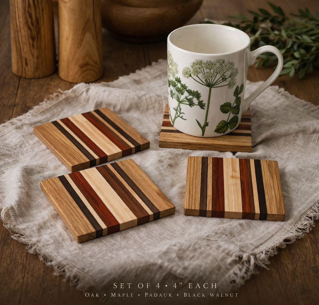 Handmade Wooden Coasters Set of 4