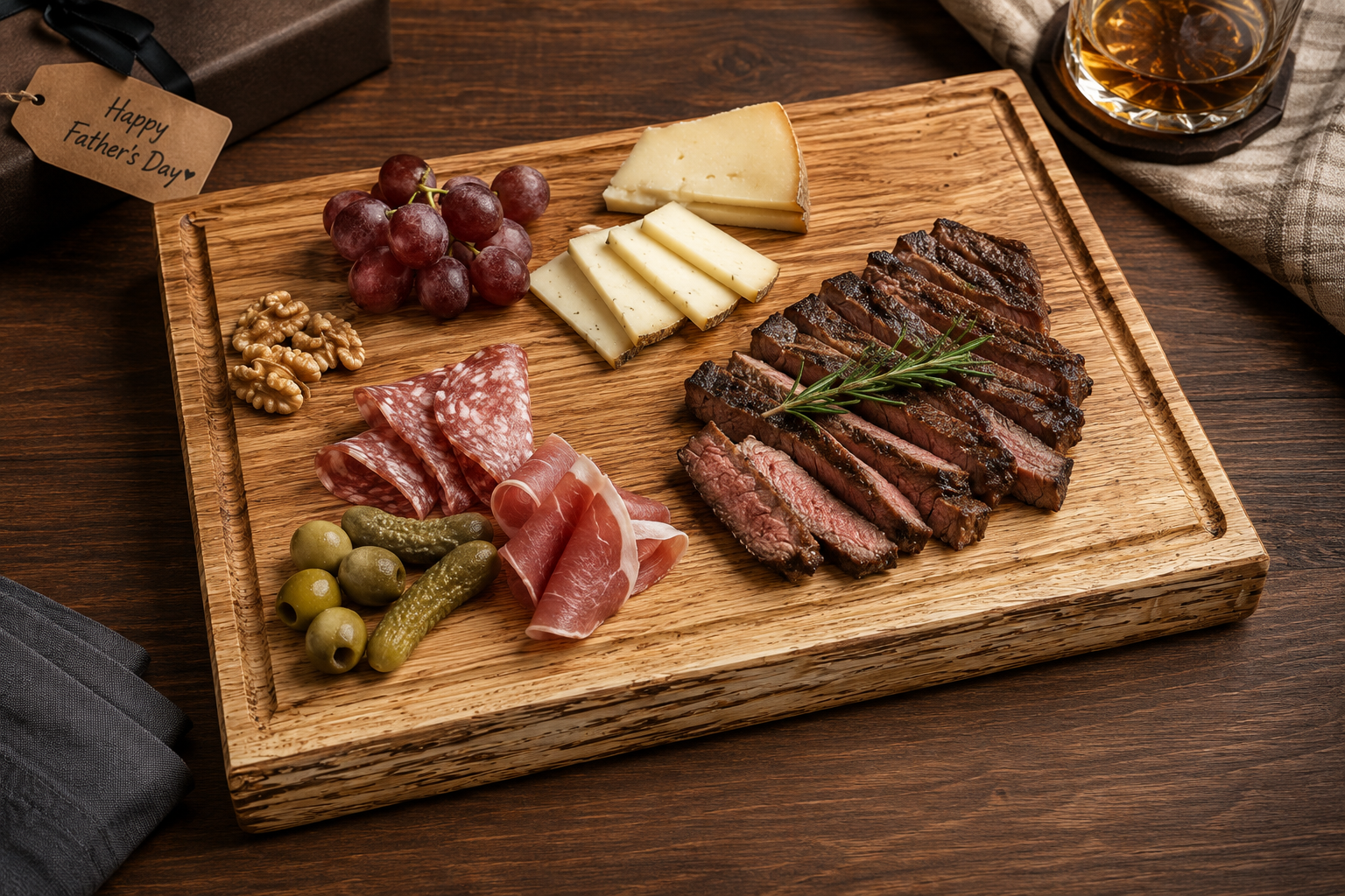 Handcrafted Solid Oak Serving & Charcuterie Board – 14.5”