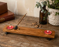 Handmade Wooden Incense Holder with Tea Lights | 12” Ash Catcher