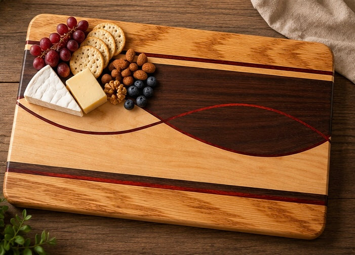 Handcrafted Exotic Hardwood Serving/Chopping Board – 15” x 10”