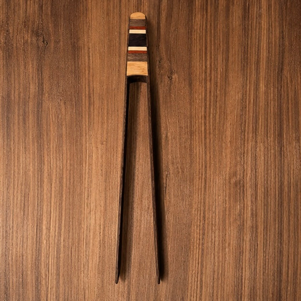 Handcrafted Wooden Salad Tongs with Inlay Detail