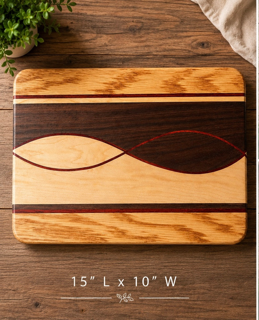 Handcrafted Exotic Hardwood Serving/Chopping Board – 15” x 10”