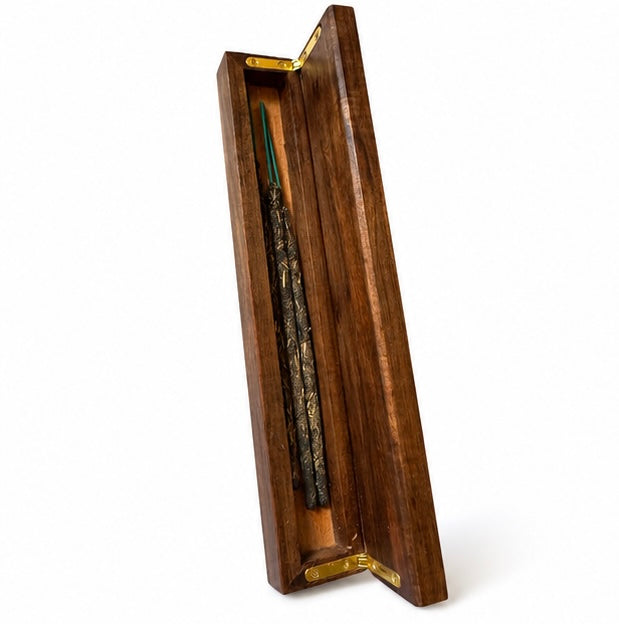 Sandalwood Incense Holder Box – Handmade Wooden Incense Burner & Storage Box – Ash Catcher
