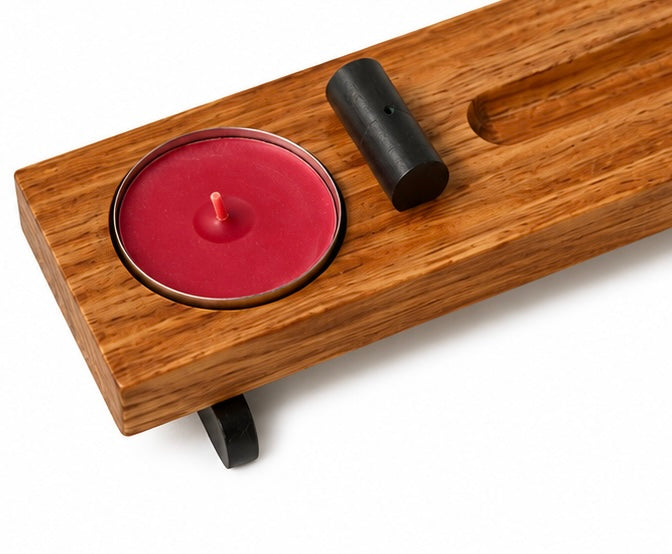 Handmade Wooden Incense Holder with Tea Lights | 12” Ash Catcher