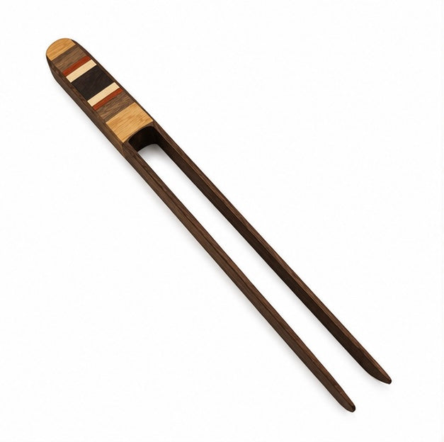 Handcrafted Wooden Salad Tongs with Inlay Detail