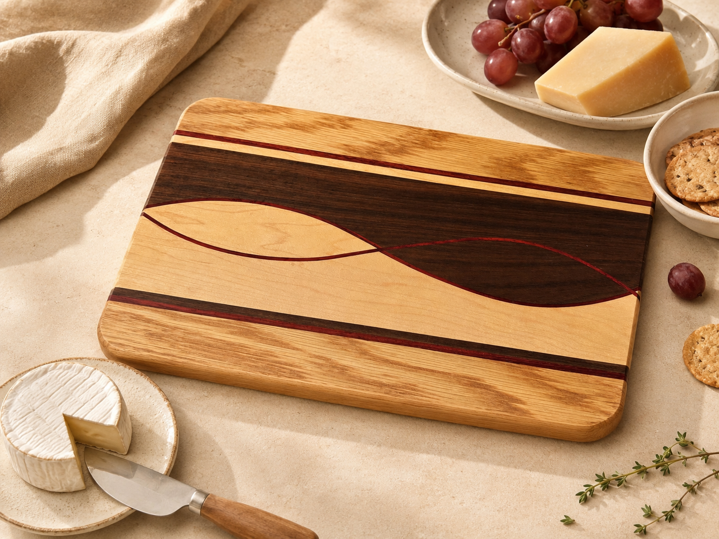 Handcrafted Exotic Hardwood Serving/Chopping Board – 15” x 10”