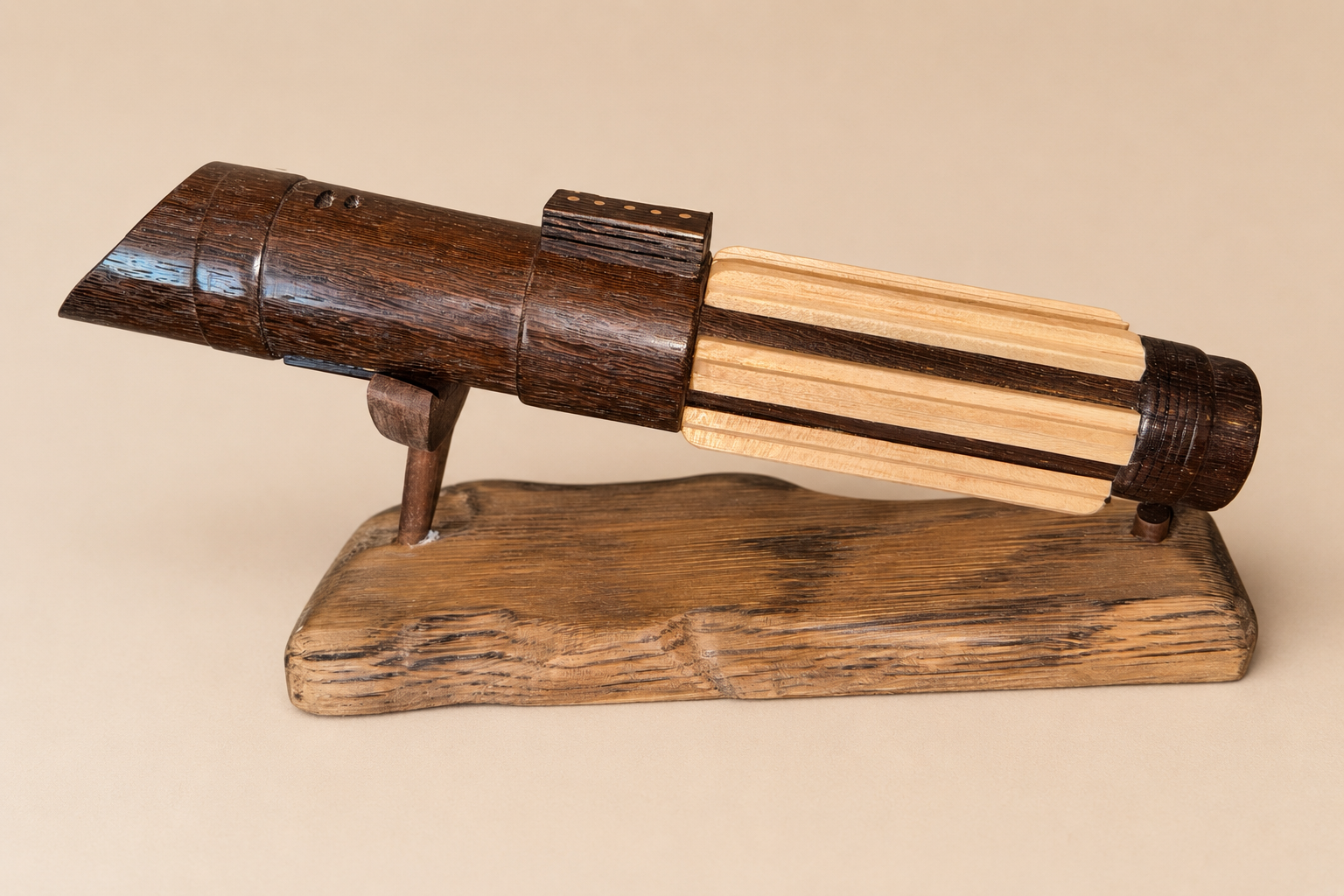 Handcrafted Wooden Lightsaber-Inspired Display Piece