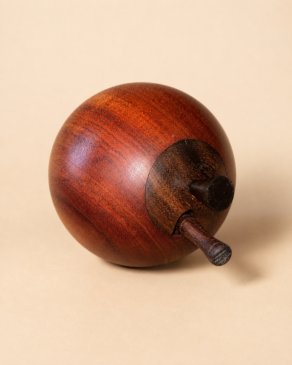 Handmade Sapele Salt Cellar with Walnut Lid & Spoon