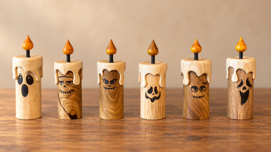 Wooden Halloween Candle Characters