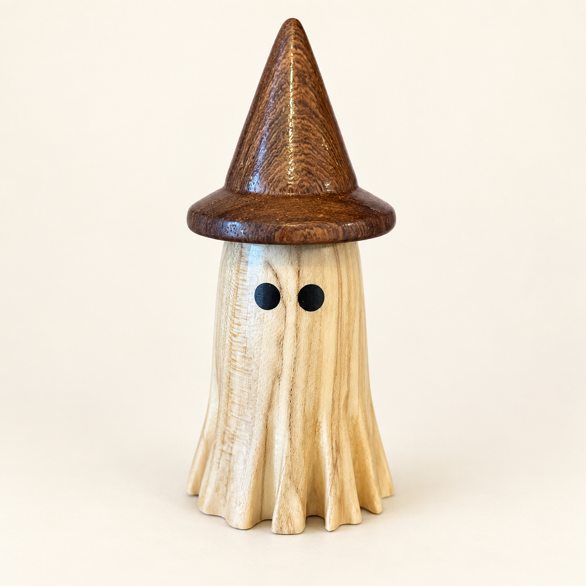 Wooden Ghosts with Witch Hats